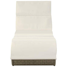 FAMIROSA Lettino Prendisole con Cuscino in Polyrattan Grigio-4700