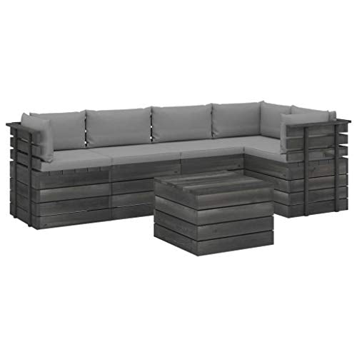 vidaXL Set Divani da Giardino su Pallet 6 pz con Cuscini Massello Pino