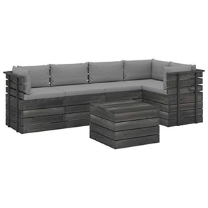 vidaXL Set Divani da Giardino su Pallet 6 pz con Cuscini Massello Pino