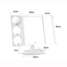Specchio cosmetico a LED, specchio da trucco illuminato a tre ante, touch screen e specchio con ingrandimento 3X / 5X / 10X, specchio per il trucco da tavolo con due modalità di alimentazione, specch