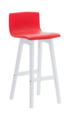 CLP Sgabello Bar Taunus In Similpelle E Legno Di Caucciù 4 Gambe I Sedia Alta Cucina Con Schienale Alt 72 CM, Colore:rosso, Colore del telaio:bianco