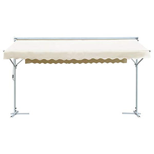 Festnight Tenda Parasole con Piedistallo 500x300 cm Tenda da Sole per Balcone Impermeabile Ombrellone Autoportante Telaio in Acciaio Colore Crema