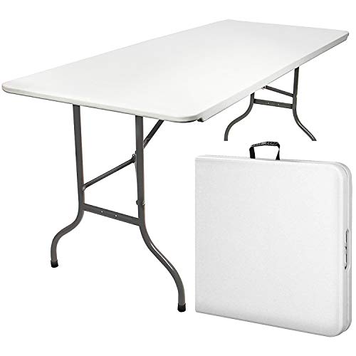 MaxxGarden - Tavolo da giardino in plastica, pieghevole, 180 x 75 x 74 cm, colore: bianco