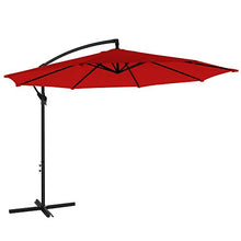 SONGMICS Ombrellone da Giardino Decentrato con Base, Ombrellone da Terrazzo Ø 3 m, Manovella per Apertura e Chiusura, Parasole con Protezione UPF50+, Giardino Terrazzo Cortile, Rosso GPU016R01