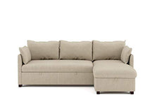 Confort24 Orlando, divano letto ad angolo con contenitore a 3 posti, a forma di L beige, chaise longue con contenitore a sinistra o destra, reversibile, grande 221 x 162 x 90 cm