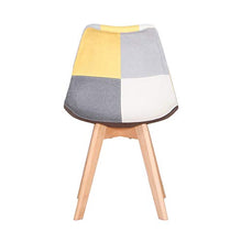 GroBKau, set di 4 sedie da ufficio in lino patchwork con gambe in legno, per casa, soggiorno, cucina, cucina, (giallo, 4)