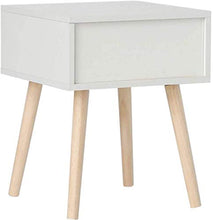 Comodini scandinavi in legno e bianco, comodino con armadietto con 1 cassetto, tavolino, tavolino da caffè, tavolino quadrato per soggiorno, corridoio, camera da letto, ufficio, 40 x 40 x 50 cm