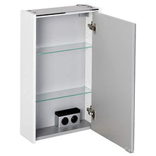 FACKELMANN Armadietto a specchio da bagno, con illuminazione a LED, 1 anta, 42 cm, bianco opaco Denver
