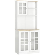 homcom Credenza Moderna in Legno MDF Bianco con 2 Vetrinette e 1 Scaffale con Mensole Regolabili, 80 x 37 x 183 cm