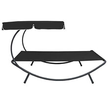 Tidyard Lettino Prendisole con Baldacchino Lettino da Sole Matrimoniale da Giardino 200 x 173 x 135 cm per Mare Spiaggia Campeggio Piscina Colore Nero