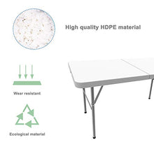 Tavolo Trasportabile, Tavolo Portatile Pieghevole, 122 x 61 cm, Bianco, Pieghevole a metà, Materiale: HDPE, Carico massimo: 100 kg