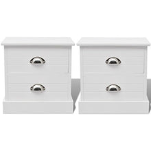 Set di 2 tavolini da comodino con 2 cassetti, tavolo da notte, in MDF, armadio da comodino, resistente e ideale per camera da letto, soggiorno, 38 x 28 x 38 cm, Bianco
