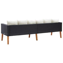vidaXL Divano da Giardino a 3 Posti con Cuscini Sofà Dormeuse Chaise Longue Poltrona Divanetto Canapè Arredo Salotto Esterno in Polyrattan Nero