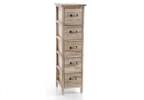GICOS IMPORT EXPORT SRL Mobile cassettiera in Legno Marrone 5 cassetti Decoro Home 26 * 32 * 98 cm Shabby Chic EDT-793455