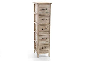 GICOS IMPORT EXPORT SRL Mobile cassettiera in Legno Marrone 5 cassetti Decoro Home 26 * 32 * 98 cm Shabby Chic EDT-793455