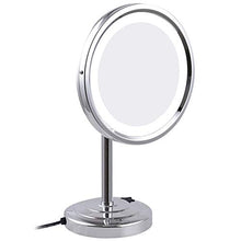 Specchi per trucco da tavolo a LED, specchio da 8 pollici cromato con luci Specchio illuminato ingranditore cosmetico regolabile in ottone con spina,7X