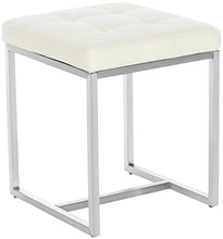 CLP Sgabello Poggiapiedi Barci In Similpelle I Panchetto Capitonné imbottito I Poggiapiedi Da Salotto Elegante Alt. 48 CM, Colore:crema