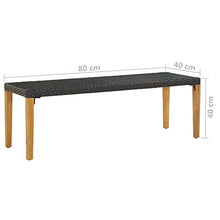 VidaXL - Panca da giardino, 80 cm, in resina intrecciata, colore: Nero