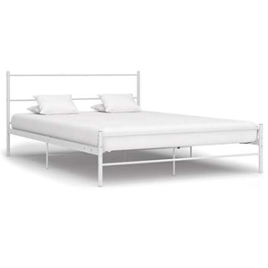 BIGTO - Struttura letto in metallo acciaio per camera da letto, 140 x 200 cm, colore: Bianco