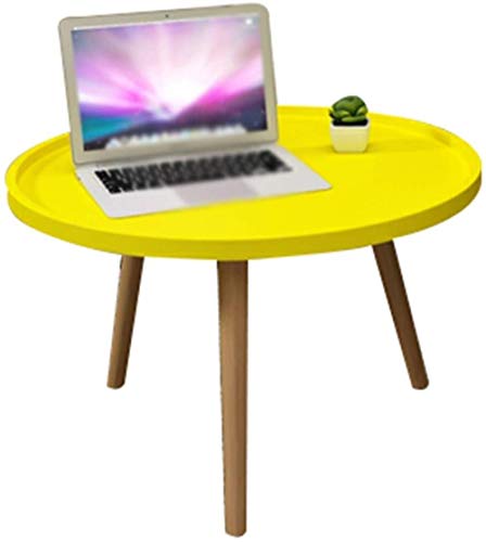 Tavolino da salotto semplice scrivania piccola a casa, creativo rotondo balcone salotto ufficio ricreazione tavolo decorativo ornamenti negoziazione tavolo stabile (colore : giallo, dimensioni: 60cm)