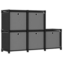 Tidyard Armadietto, Mensola con 5 Vani a Cubo e Scatole, Cassettiera Componibili, Cassetti e Scaffali, in Tessuto 103x30x72,5 cm Nero e Grigio
