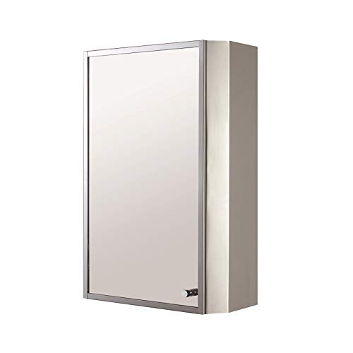 ZTGL Armadietto a Specchio da Appendere per Bagno, Mobiletto a Parete a Una Porta con Ripiani a 2 Strati, Armadietto dei Medicinali in Acciaio Inossidabile