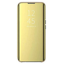 Nadoli Custodia per Samsung Galaxy A42,Chiaro Specchio Stand Protezione Libro Portafoglio Cover Custodia in Pelle Difficile PC Copertura,Oro