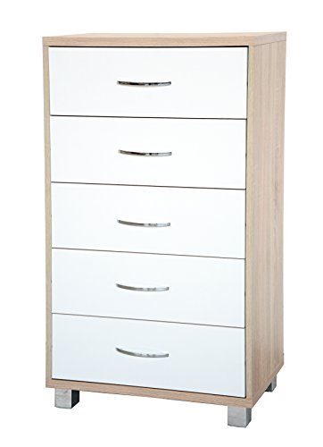 MeMi Me1405RSBF Cassettiera, Legno, Sonoma/Bianco Frassinato, 40x60x111 cm