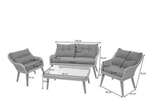 Mendler Salottino da Esterno HWC-H64 polyrattan Legno di Acacia Spun Poly Cuscini Grigio Scuro