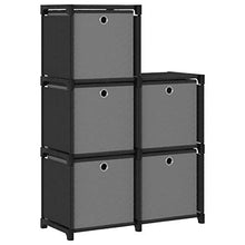 Tidyard Armadietto, Mensola con 5 Vani a Cubo e Scatole, Cassettiera Componibili, Cassetti e Scaffali, in Tessuto 103x30x72,5 cm Nero e Grigio