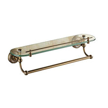 DNSJB mensole da bagno in Vetro Anticato, Porta Asciugamani Interamente in Rame a 1 Piano con mensola in Vetro, 20,8 '' × 4,7 ''
