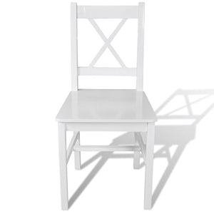 mewmewcat Sedie da Pranzo 4 pz in Legno Bianche,Sedie da Pranzo in Legno di Pino Bianche Soggiorno Cucina Seggiole