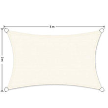 SONGMICS Vela Ombreggiante 3 x 5 m, Tenda a Vela Resistente allo Strappo in Plastica HDPE, Resistente al Clima, 85% Schermo UV, per Giardino Terrazzo Campeggio, Concava, Beige GSS35IVV1