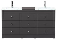 Mobile bagno a terra Vitro Classic con lavabos in vetro nero satinato