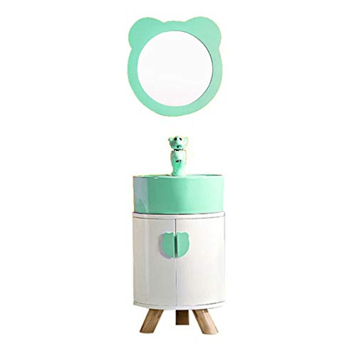 DZWSD Il Giro Mobiletto da Bagno, lavandino/Specchio/Rubinetto/Armadio di stoccaggio 4 in 1, Asilo Nido Simpatico Cartone Animato, Set lavabo per Bambini
