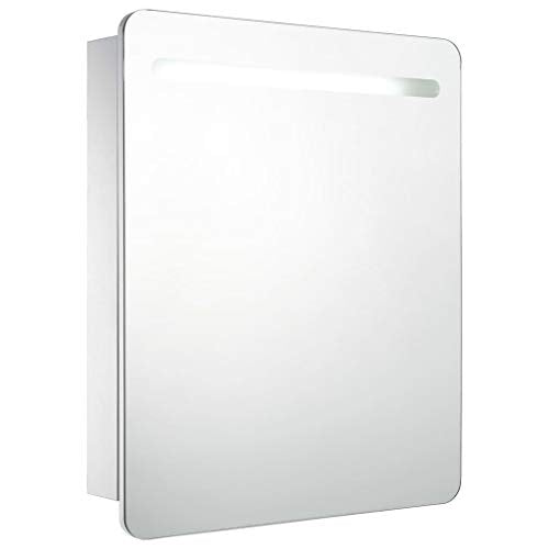 Tidyard Armadietto da Bagno con Specchio e Luce LED,Pensili Bagno,Mobile Specchio Bagno,Specchiera Bagno con Luce,Mobiletto Bagno Pensile,Mobiletto Bagno con Specchio 68x11x80 cm