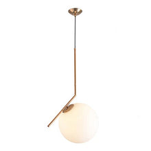 MZStech Lampada da soffitto moderna, lampada a sospensione sferica in ferro e vetro dorato, base a sospensione a lampadina E27 (20cm)