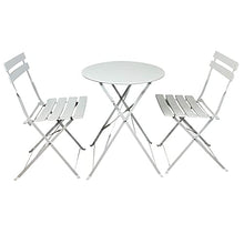 PiuShopping Set da Pranzo per Giardino, in Acciaio con Tavolo Rotondo E 2 SEDIE Pieghevoli (Bianco)