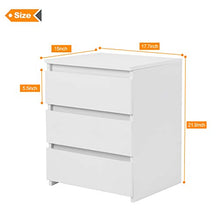 EBTOOLS - Comodino bianco con 3 cassetti in legno, 45 x 38,2 x 56 cm