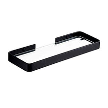 ZLININ Y-longhair Mensola da bagno in vetro temperato, mensola per il bagno, staffa a parete per la doccia, mensola per lo specchio gratuito in bagno, nero