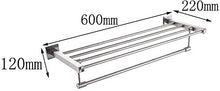 AINIYF Bagno Bagno Doccia Mensola Bagagli portasciugamani sospesa 2 Tiers Acciaio Inossidabile 304 Hanging Installazione Rod Torre Ferroviario Punch (Dimensioni: 600x220x120mm)