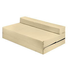 Futon Z - Divano letto matrimoniale, pieghevole, per adulti e bambini, con rivestimento rimovibile con cerniera, colore: Panna
