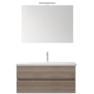 bonussi Mobile Bagno Sospeso 100 cm Lavabo e Specchio Mendel Olmo Terra