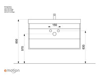 Mobile bagno curvo Bella 100cm grigio cemento con specchio a LED 100cm