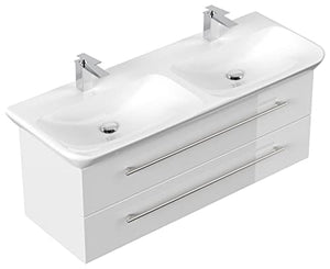 emotion MYDAY130CM000101DE - Lavabo con mobiletto, in Legno Bianco Lucido, 130 x 45 x 41,6 cm