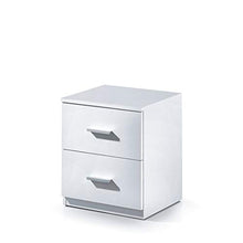 Habitdesign 007820BO - Comodino Ward con due cassetti, Tavolo da letto in colore Bianco Brillante, 45 cm (altezza) x 38 cm (lunghezza) x 34 cm (profondità)