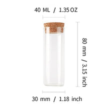 Jiuyue Bottiglie vuote in vetro borosilicato ricaricabili, flaconcini di vetro con tappi in sughero, per bomboniere e decorazioni fai da te (38,3 g, 10 pezzi)