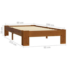 BIGTO - Struttura letto in legno di pino massello, per camera da letto, colore: marrone, 90 x 200 cm