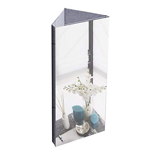 Armadietti a specchio In Acciaio Inossidabile Armadio A Specchio Triangolare da Bagno Armadio A 3 Strati Angolo Bagno con Pensile A Mensola (Color : Silver-Open Right, Size : 30 * 60 * 19cm)