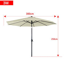 UISEBRT 300cm Ombrellone da giardino in alluminio, inclinabile, con manovella, protezione UV 40+, con LED, Beige